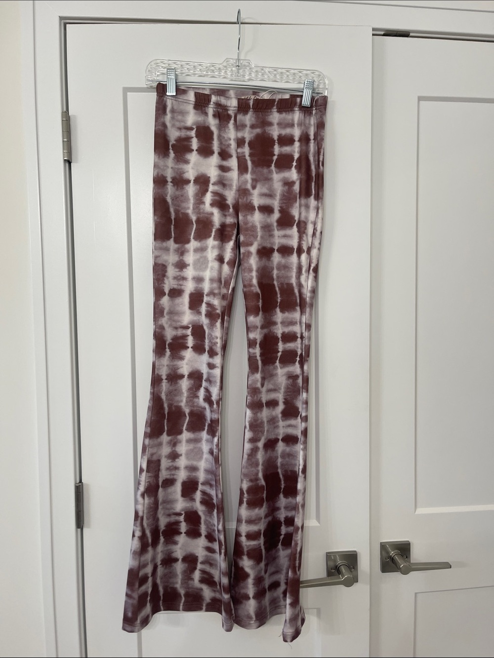 VRG GRL Tie-Dye Flared Pants - Dusty Mauve & White